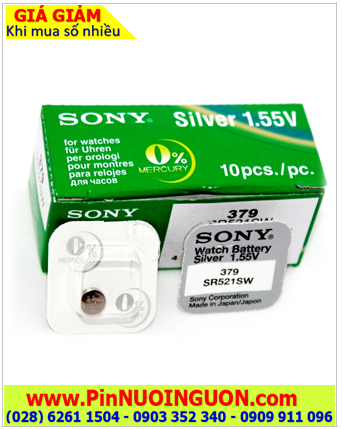 Pin SR521SW _Pin 379; Pin đồng hồ Sony SR521SW - Pin 379 silver oxide 1.55v _Xuất xứ NHẬT (Loại Vỉ 1viên)